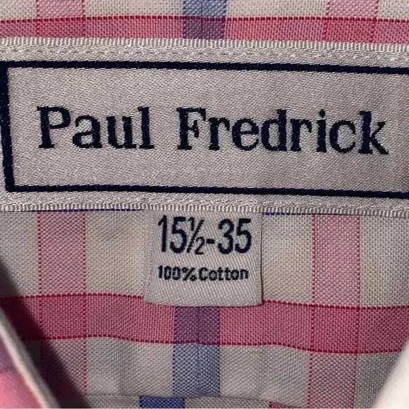 Paul Fredrick Dress Shirt Size 15 1/2 - 35 NWOT Cuff Link Sleeves Very Preppy - Picture 8 of 12